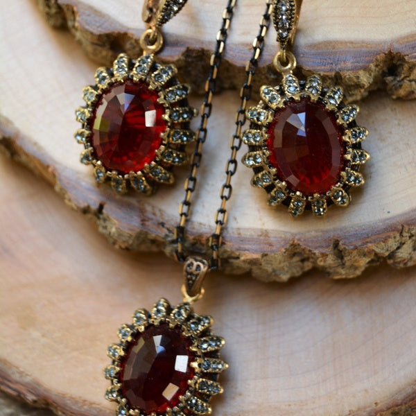 Women's Fashion Jewelry Jewellery ruby ​​stony sets