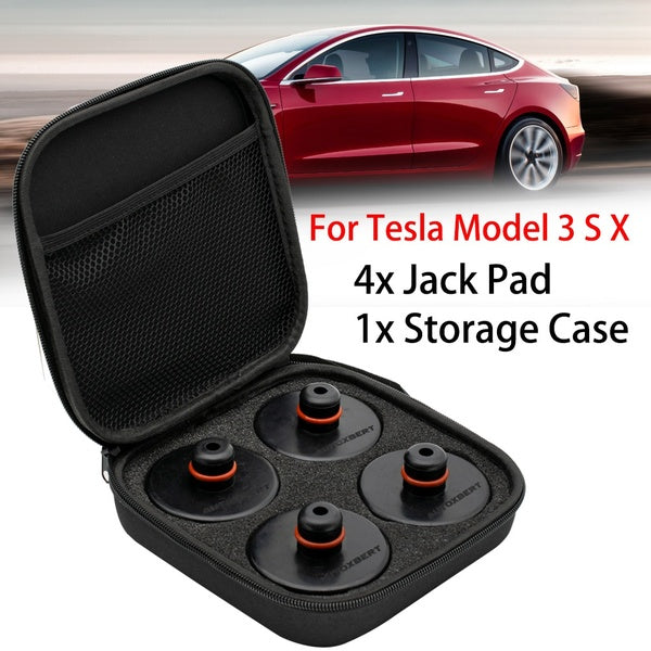 4X Car Rubber Jack Pad Lifting Point Adapter Tool Storage Case Box Non-slip Support Frame Protector For Tesla Model X-S-3 Black