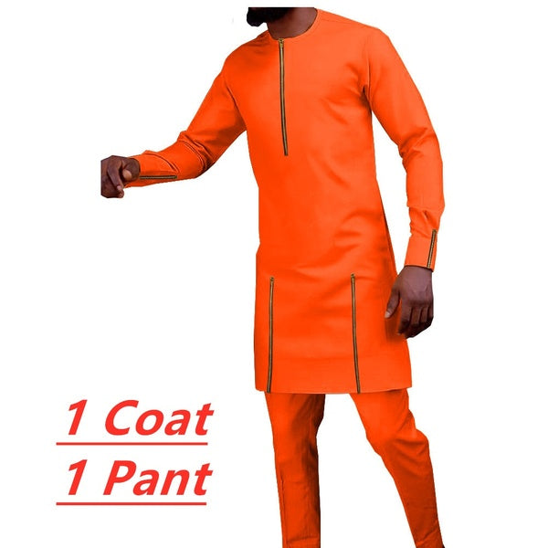 Tracksuit Men African Clothing Dashiki Shirts and Trouser 2 Piece Set Outfits Bazin Riche Long Sleeve Plus Size Attire