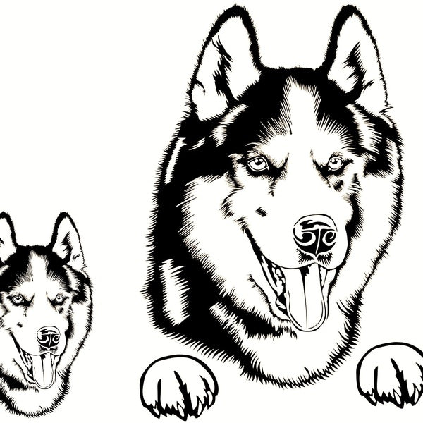 2pcs, Husky Night Reflective Stickers Vinyl Decal Car Window Sticker