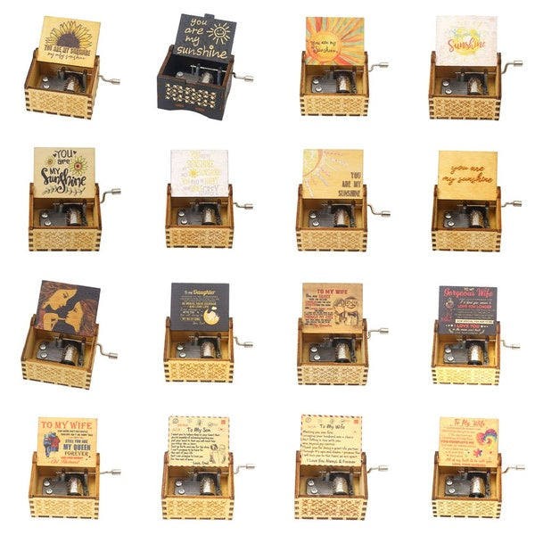 You are My Sunshine Wood Music Boxes,Laser Engraved Vintage Wooden Sunshine Musical Box Gifts for Birthday-Christmas-Valentine's Day (Wood)