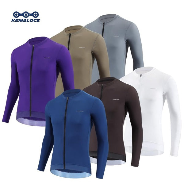 KEMALOCE Cycling Jersey Men Long Sleeve 2025 Autumn & Spring Black & Purple & Grey Reflective Breathable High End Bicycle Bike Jersey