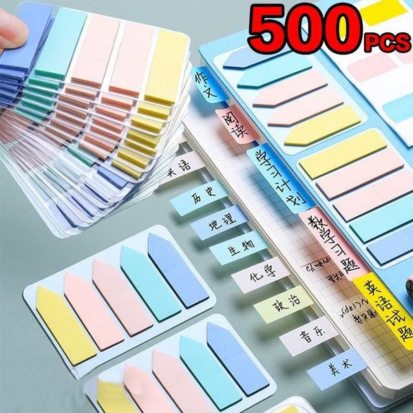 100-300-500Pcs Morandi Color Convenience Sticker Index Label Sticky Bookmark Mark Note Paper School Student Write Record Memo Stationery
