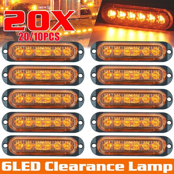 12V-24V 6LED Clearance Lamp Trailer Side Marker Light Waterproof Surface Mount Lighting Universal Indicators Light Front Rear Taillight for Truck Tra