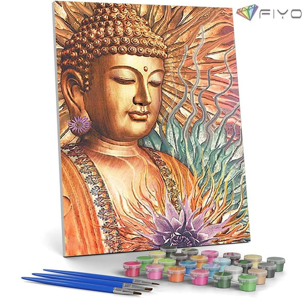 Buddha FIYO Diy Paint by Numbers Kits for Adults and Kids Beginner on Canvas Fashion Painting Wall Art for Gift( No Frame )