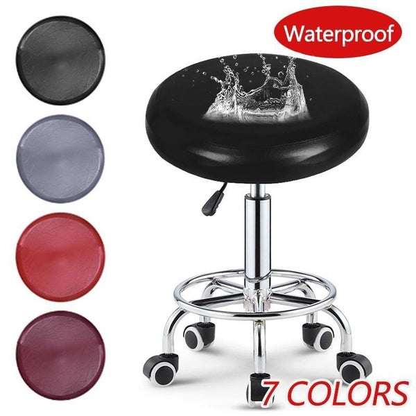 Round Bar Stool Seat Covers Watedrproof Dining Seat Chair Covers Faux PU Leather Stool Cushion Slipcover Washable Elastic Bar Chair Protector