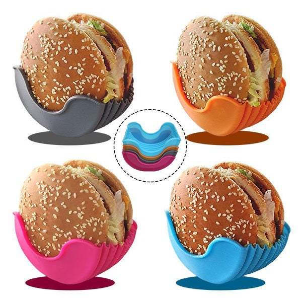 1 pcs Kitchen Accessories Silicone Hamburger Holder Non-contact Food Cookware Anti-dropping Fixed Box Washable Retractable Gadgets