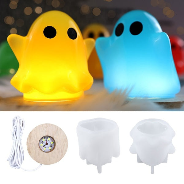 DIY Cute Ghost Night Light Resin Molds Silicone Moulds for Epoxy Resin Home Decorations Lamp for Halloween Table Bedside Bedrooms Decor