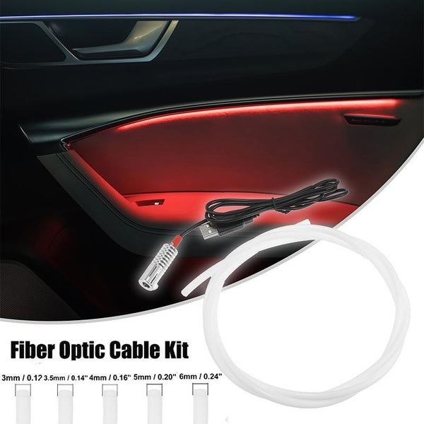 X AUTOHAUX 1.5m 4.92ft Led Strips Car Interior Decorations Atmosphere Light Neon DIY Ambient Optical PMMA Side Glow Fiber Optic Cable Lamp with Red L