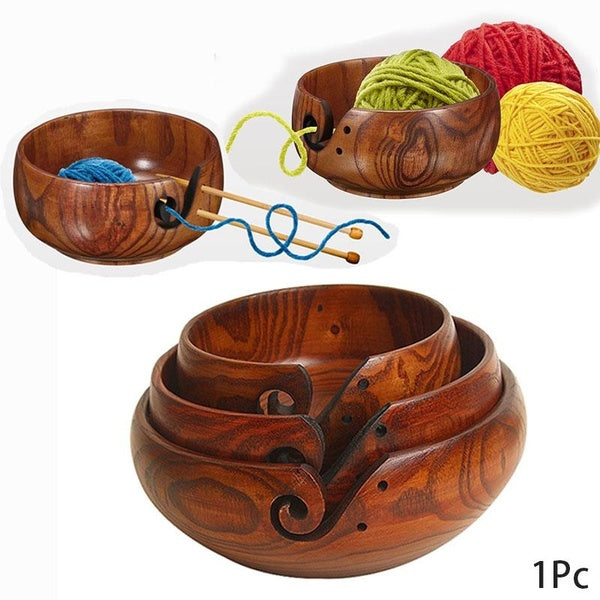 Large Wooden Yarn Bowl Knitting Crochet Holder Yarn Wool Storage Organizer Tool 1pc
