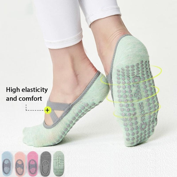 Yoga Socks for Women Non-Slip Grips & Straps, Ideal for Pilates, Pure Barre, Ballet, Dance, Barefoot Workout