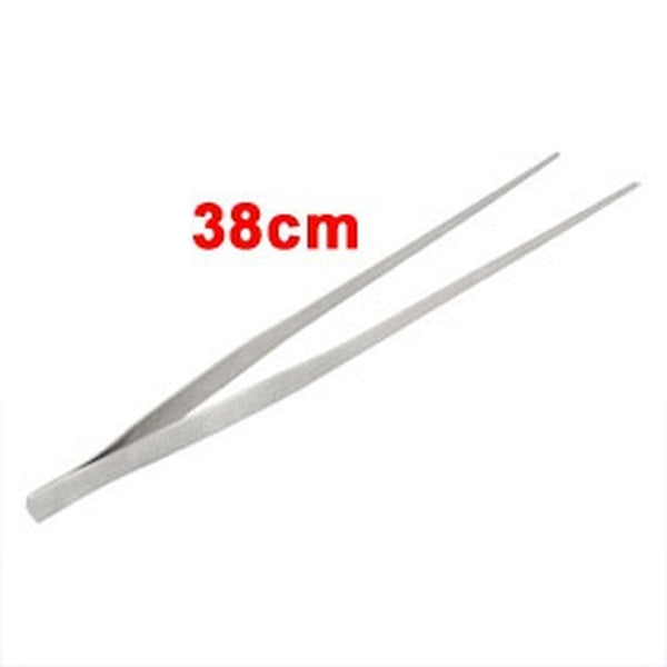 Aquarium Water Aquatic Plant Grass Handy Tool Stainless Steel Straight Tweezers Clip Silver Tone 38cm 15" Long