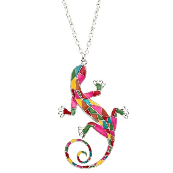 Enamel Alloy Gecko Lizard Necklace Jewelry Animal Pendant Choker Ornaments For Women Ladies Girls Teens Charms Gifts Trendy Accessories