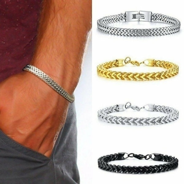 Men's Punk 316L Stainless Steel Chain Bangle Fashion Party Jewelry