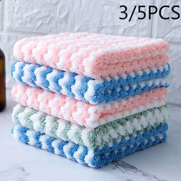3-5Pcs Kitchen Anti-Grease Wiping Rags Microfiber Wipe Cleaning Cloth Home Washing Dish Cleaning Products for Home