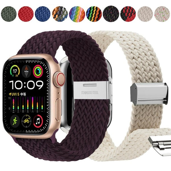 Nylon Metal Buckle Strap for Smartwatch Ultra 2-Ultra 49mm 9 8 7 45mm 41mm SE 6 44mm 40mm Adjustable Sport Belt Bracelet for Watch Series 3 4 5 2 1 4