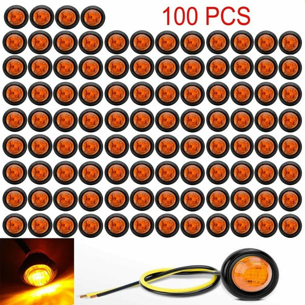 100x 3 LED Bullet Amber Light Round Marker Côté 3-4" Mini Lampe De Camion De Remorque 12V