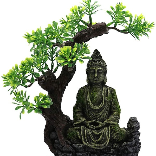Aquarium Bouddha Statue Décoration Résine Meubles Ornement Paysage Sous-Marin pour Poisson Reste Sommeil