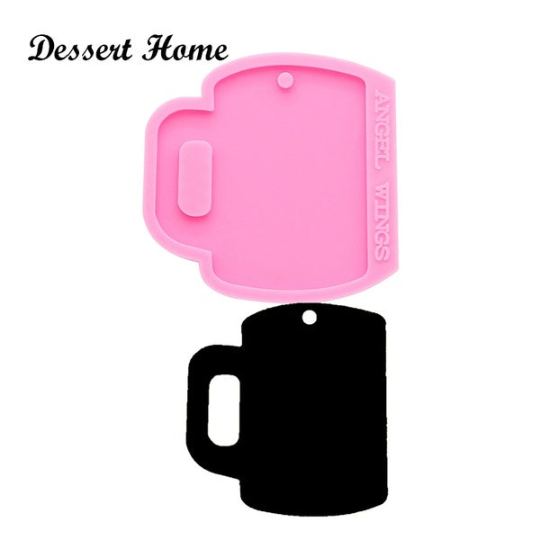 Moules en silicone pour coupe en verre brillant pour porte-clés bricolage pendentif décoratif en résine époxy artisanat porte-clés moule