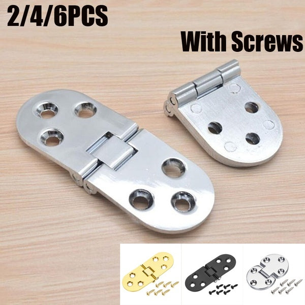 2-4-6 Pcs Zinc Alloy Flip Hinges 180 Degree for cabinet table,gift wood box with Screws Silver-Gold-Black