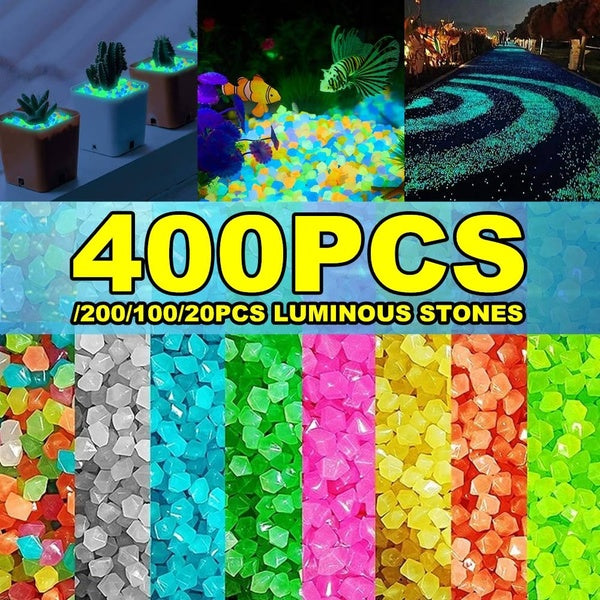 400-200-100-20 pièces décoration de jardin galets pierre lumineuse lueur dans l'obscurité galets décoratifs extérieur aquarium aquarium maison cour d
