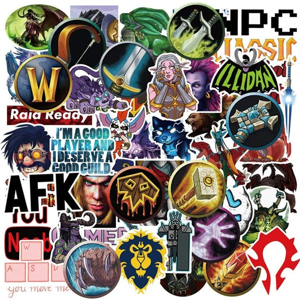 10-50pcs World of Warcraft Popular Game Stickers Laptop Stickers Waterproof Skateboard Snowboard Car Bicycle Luggage Decal