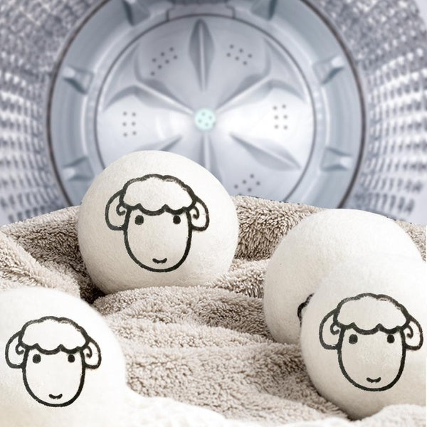 3 Pcs Reusable Wool Dryer Balls Household Drying Clothes Washer Softener Laundry Ball Dryer Washing Machine Accessories with Cotton Bag