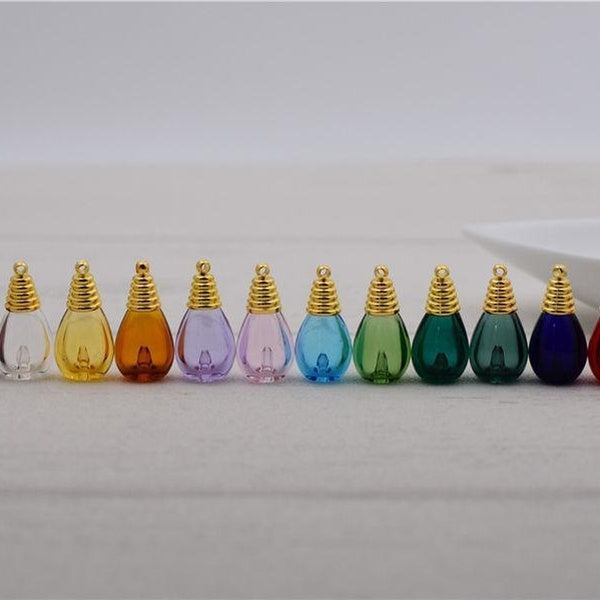 2piece-lot water drop Coloured glaze ball glass vial charms Diffuser Perfume Refillable Essential Oil Aromatherapy silver gold cap include
