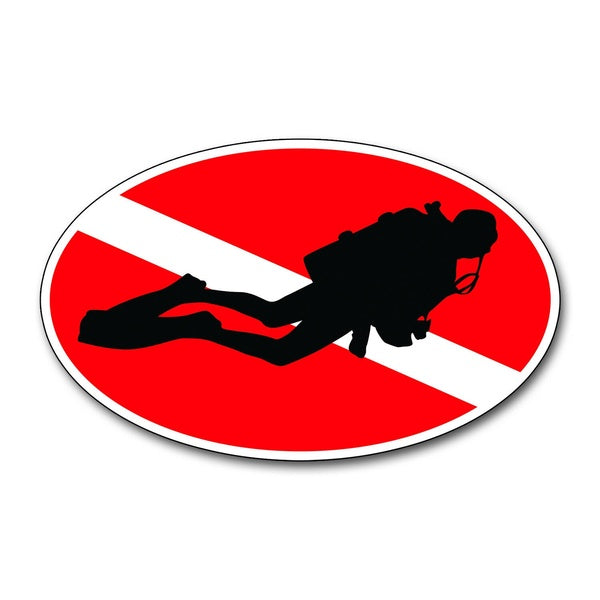 Diver Down Sticker Oval Dive Diving Flag Cup Car Vehicle Window Bumper Decal