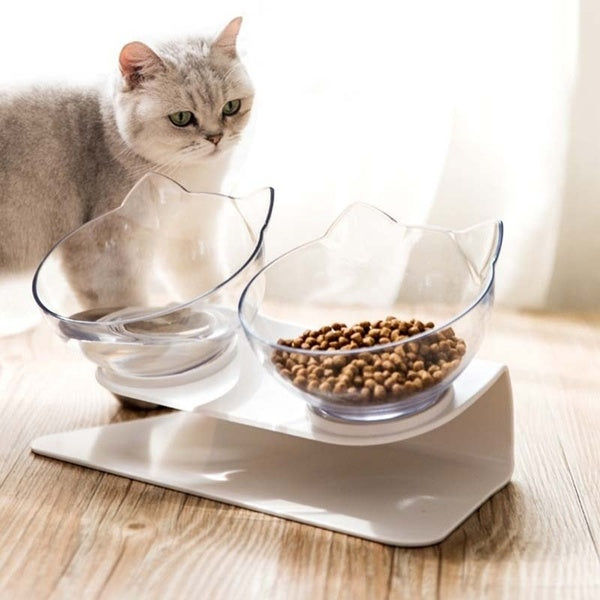 DoubleCat Bowls with Raised Stand Pet Puppy Kitten Food Water Bowl Cats Dog Feeder Pets Supplies