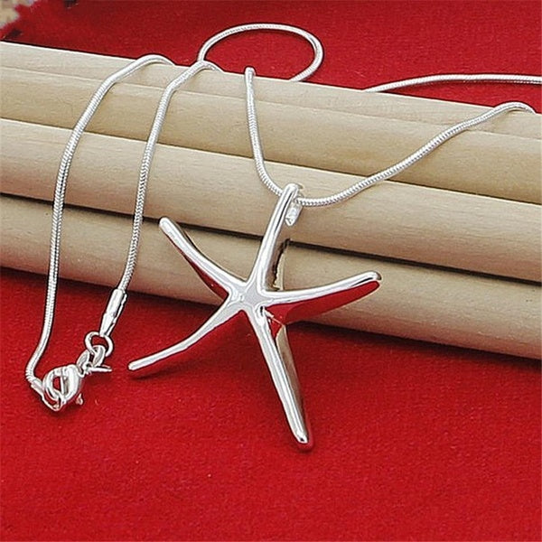 wholesale 40-75cm 925 Sterling silver Charms necklace Star Starfish jewelry fashion cute chain women lady wedding