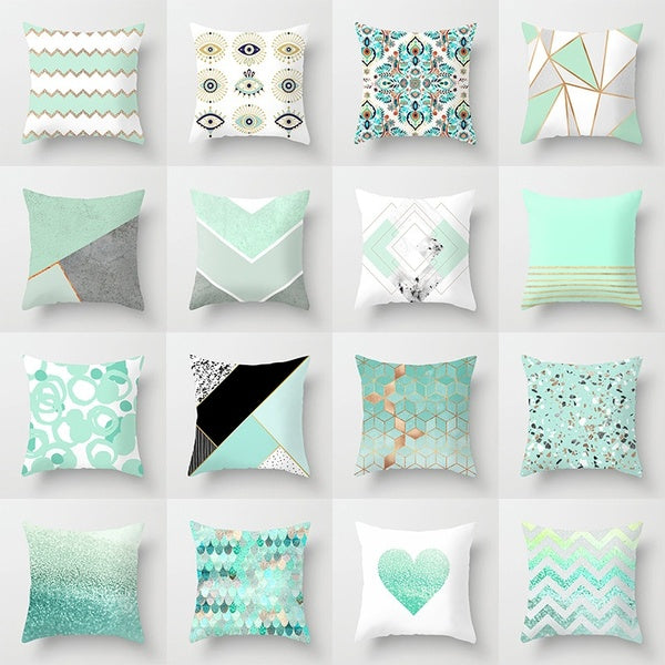 Fashionable New Mint Green Geometric Hug Pillowcase Home Sofa Pillow Cushion Cover[pillow Core Not Included]