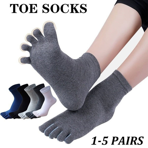 5-4-3-2-1 Pairs Toe Socks Men and Women Five Fingers Socks Solid Color Breathable Cotton Socks Sports and Running Socks with Toes