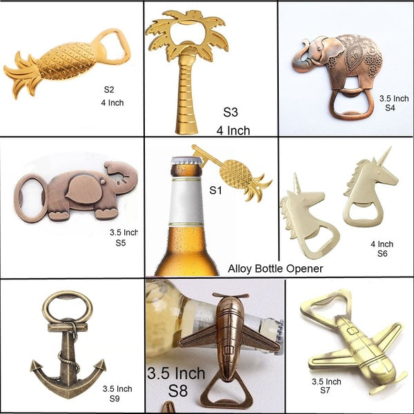 Metal Alloy Bottle Opener Pineapple Tree Elephant Unicorn Airplane Anchor Shape Beer Opener