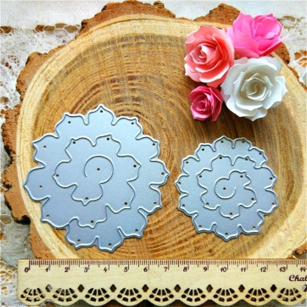 Wedding Twin Flowers Metal Cutting Daies Stencils for Scrapbook Scrapbooking DIY Decorative Embossing Craft Dies Cut Paper Cards Tool