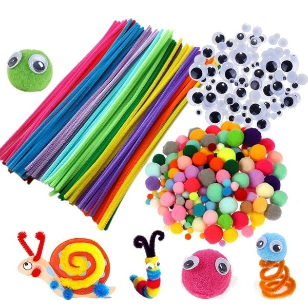 Bâtons en peluche colorés pompons de laine matériaux enfants bricolage Montessori artisanat tuyau maths comptage éducation bâton enfant cadeau