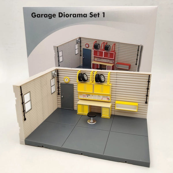 1:43 Scale Aurora Garage Diorama Scene Model Maintenance Toys Gifts yellow (not include model cars)