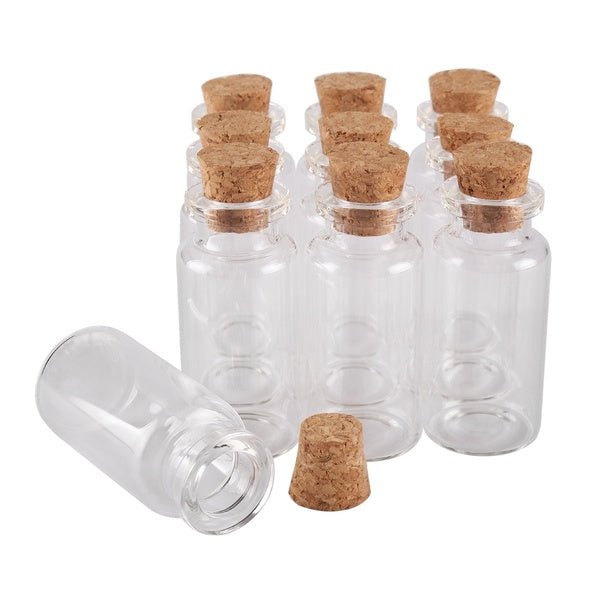10 pieces 12ml 24*52mm Small Glass Wishing Bottles with Cork Stopper Empty Spice Bottles Jars Gift Crafts Vials for DIY Craft