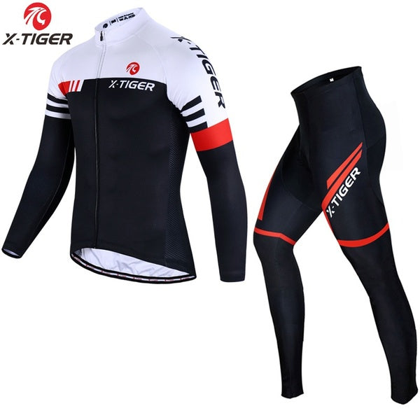 X-TIGER Cycling Clothes for Men Long Sleeve Mountain Bike Road Bicycle Shirt Jeresys Pants Padded Bike Jakcet Outfit