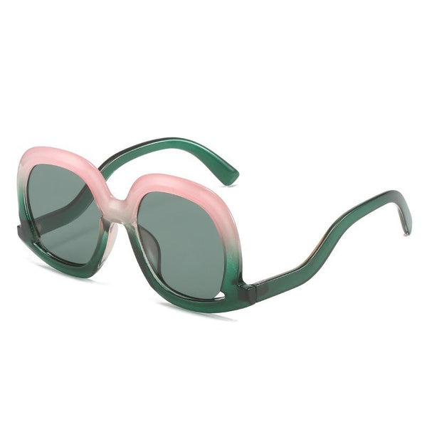 Winter new men's and women's sunglasses European and American personality ins Big frame glasses fashion contrasting wine glasses sunglasses 55330