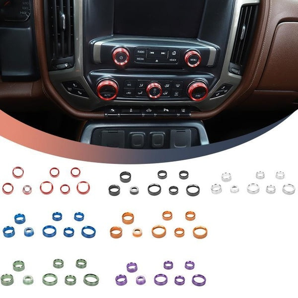 8PCS Center Console Knob Cover Bezel Air Conditioner Climate Control Volume Knob Ring Cover for Chevrolet Silverado GMC Sierra SUBURBAN 2014-2018