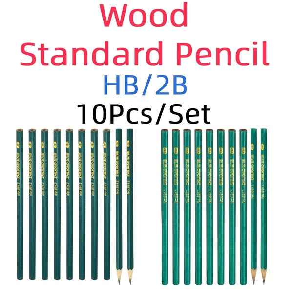 10Pcs Wood 2B-HB Standard Pencils Hexagonal Sketch Pencils Wood Pencil Set For School Supplies Office Supplies Art Supplies Back to School Supplies