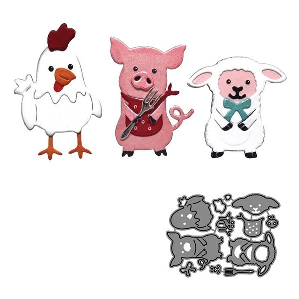 Animal Pigs Chickens and Sheep Metal Cutting Dies Scrapbooking for Card Making DIY Embossing Cuts New Craft Die Paper Cards Embossing Die