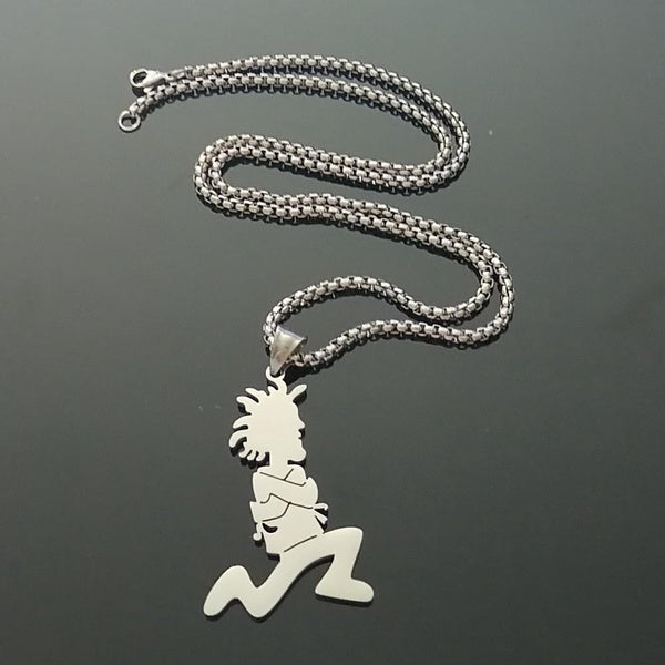 Mens 2inch Tall Straight Jacket Man Charms Stainless Steel ICP Pendant Necklace Rolo Chain 3mm 24'' Silver