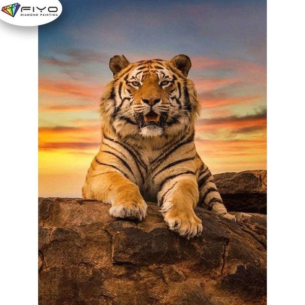FIYO Tiger Diamond Painting Kits For Adults DIY 5D Diamond Mosaic Diamond Painting Home and Kitchen Fashion Canvas Pictures Wall Decoration Gifts Art