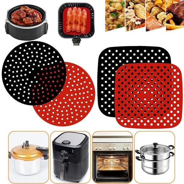 1pc Reusable Silicone Mat Air Fryer Liners, 7.5-8-8.5-9 Inch Non Stick Steamer Pad Baking Mat Pastry Tools Kitchen Steamer Liner Bakeware Oil Mats C