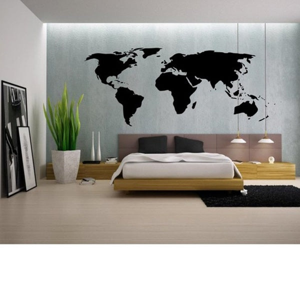Large World Map Wall Decal Outline World Map Sticker Home Bedroom Living Room Decor