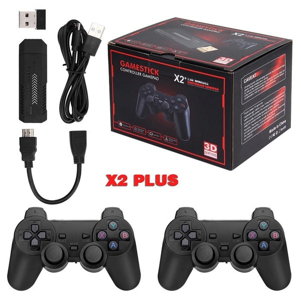 X2 Plus Game Stick 4k HD Gamestick 40000 jeux 3D rétro Console de jeu vidéo 2.4g contrôleurs sans fil pour Psp-n64-PS1
