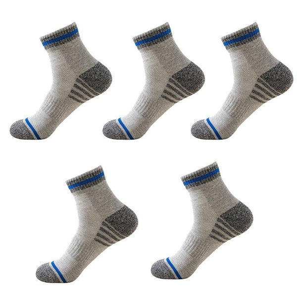 5Pairs Men Cotton Socks Sweat Absorbent Business Casual Middle Tube Socks Autumn Winter