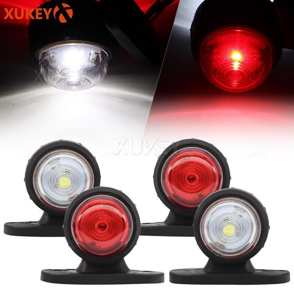 XUKEY 4PCS Rouge & Blanc LED Side Marker Lights Feux de gabarit Feux de stationnement Lampe de position Camion Remorque Caravane Bateau 12V 24V Conto